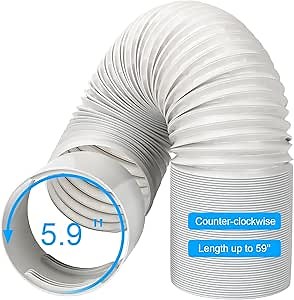 Portable Air Conditioner Hose Kit AC Hose with Coupler 5.9" Dia 59" Length Universal Flexible Exhaust Hose for Portable Air Conditioner Vent