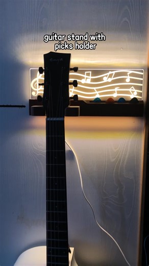 Light Up Wall Mounted Guitar Stand with Pick Holder