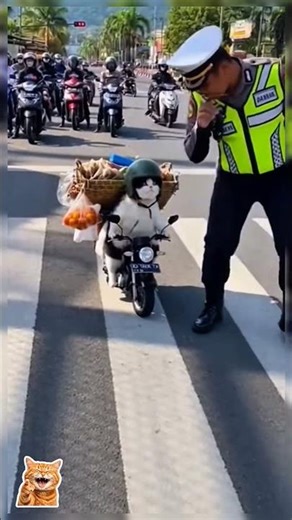 Kucing putih ini kena tilang? 🤣😻 #catlovers #kucinggemoy #kucingnaikmotor