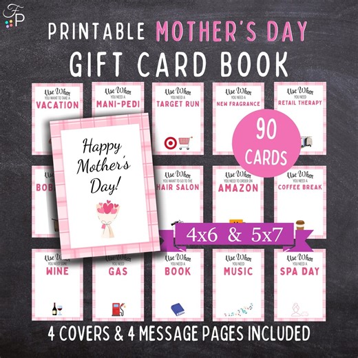 Mother's Day Gift Card Book | Printable Gift Card Holder for Mom | Last Minute Gift Idea