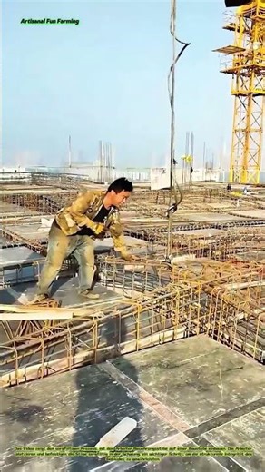 Einbau von Bewehrungsstäben auf einer Baustelle