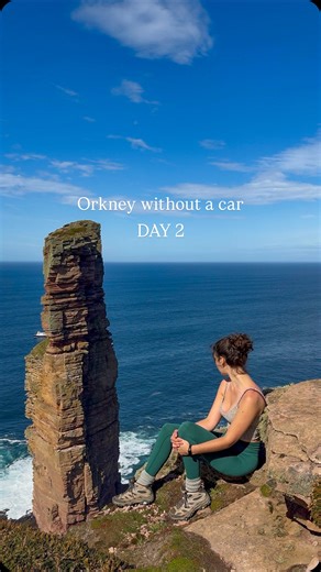 ❀ Marisa Vogiatzi ❀ on Instagram: "Day 2 of exploring Orkney without a car took me to Hoy, one of the most dramatic of the islands. 🚌 I took the X1 bus from Kirkwall to Stromness (30 minutes) and then a short 25-minute ferry. Took the community bus which is timed with the ferry arriving and leaving and went to Rackwick Bay, the starting point for the walk to the Old Man of Hoy. The Old Man of Hoy is a 137-metre sea stack. It’s Britain’s tallest sea stack and is a famous climbing destination. It
