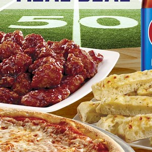 All the fixings for one delicious game day. 😋🍕🏈 Order our $25.99 Patriots Meal Deal and you'll be entered to win Game Tickets with an In-the-Tunnel-Experience or 4 tickets to meet Chris Hogan at Gillette Stadium! Visit 👉 papaginos-patriots.com to learn more and order online at papaginos.com/deals for 2x the entries. Meal Deal includes 2 Large Cheese Pizzas, Large Cheese Breadsticks, Large Boneless Wings and 2-Liter Soda. | Papa Gino's