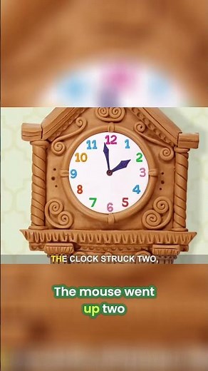 Hickory Dickory Dock: Animated Mouse Climbs the Clock #shorts