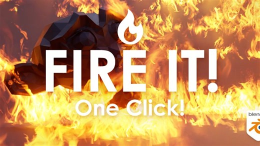 iBlender插件 Fire It! 开火 一键火焰燃烧模拟动画 Blender教程