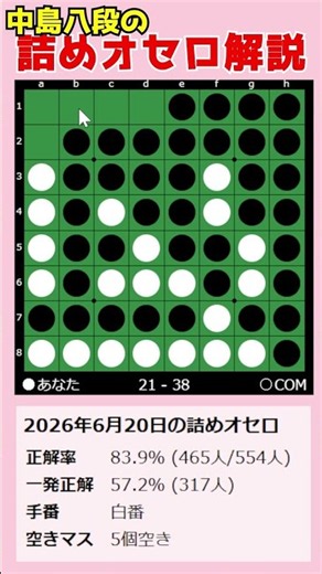 8th Dan Nakajima's Beginner Othello Puzzle Tutorial 06/20/2026 #shorts