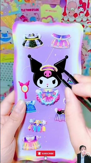 Sticker Kuromi Đổi Đồ Một Cái Là Xỉu | Cuộn Sticker #shorts #sanrio #cute