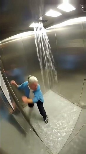 Old woman trapped in an elevator and it began to flood