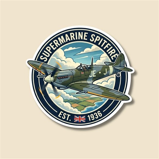 Spitfire Sticker - Glossy Aviation Decal - Military Sticker - Etsy