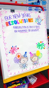 205 reactions · 54 shares | 2024 is less than 1 week away!!  I always have my littles set goals or write resolutions when we go back to school in January! I give them all sticky notes to write on and they add them to our anchor chart! This chart is part of my Project and Trace Anchor Chart Pack on TPT, and the craftivity is from my New Years Activity Pack! #newyears #newyearsresolutions #firstgradeclassroom #teacherhacks #anchorcharts | Sweet Firstie Fun | Facebook