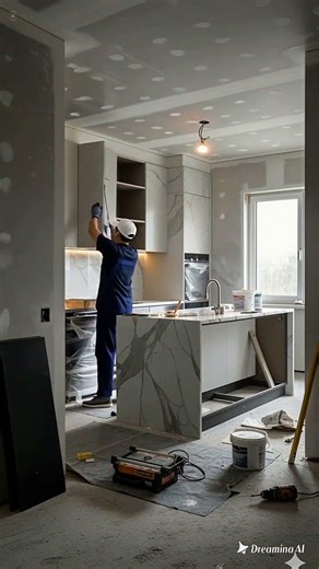 “From Empty Room to Million-Dollar Luxury Kitchen | Marble Island Transformation”