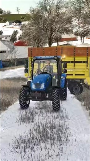 We're trying to get the tractor out of the road, which is like an ice rink. #farmingsimulator25 #...