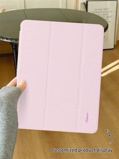 Customized Text Flat Tablet Case, Pink Solid Color, Suitable For IPad Mini4/Mini5/Mini6/Mini7, IPad A16 2025, Air 11 13 M2 M3 Pro 11 13 M4 2024, Air 4 5 10th 10.9, Pro 11 9th 8th 7th 10.2 4th 5th 6th Model A8, Customized Text, Tri-Fold Stand, Built-In Pencil Slot, Soft Edge Full Coverage, Minimalist Casual Classic TPU Soft Shell IPad Flip Tablet Case. Note: The Final Font Style Is Subject To The Physical Image, And There May Be Slight Color Differences. | SHEIN