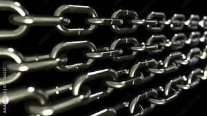 Realistic looping 3D animation of the opposite moving titanium chains rendered in UHD with alpha matte