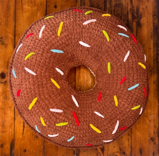Crochet Donut Plush – Handmade Amigurumi Donut Pillow – Kawaii Dessert Cushion – Kids Room Decor - Etsy