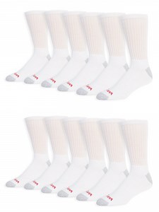 Wrangler Men's Cushion Crew Socks, Work Socks for Men, White, 12 Pack