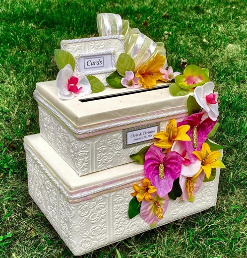 Tropical Party Gift Box,tropical Party Decorations,tropical Party Theme,hawaiian,tropical Flowers,bridesmaid Gifts,wedding Gifts,card Box - Etsy