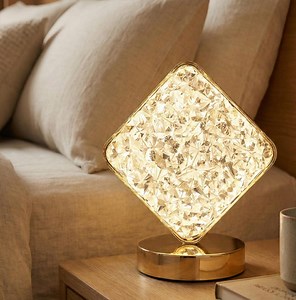 Crystal Square Touch Table Lamp, Dimmable LED Night Light, USB Rechargeable Bedside Ambient Lamp, Modern Home Decor - Etsy