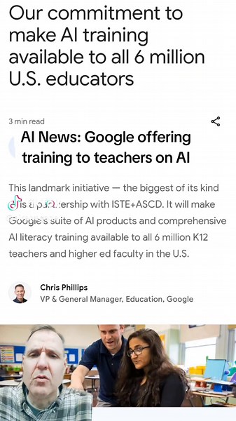 AI News: Google offering training to teachers on AI #ai #news #google #teacher #classroom https://blog.google/products-and-platforms/products/education/teacher-ai-literacy-training/