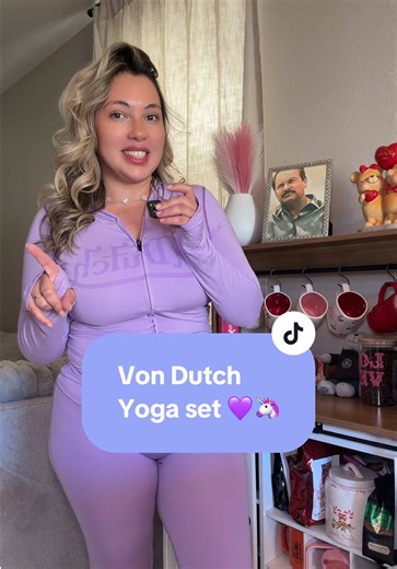 Lavender yoga top and bottoms from Von Dutch 🦄💜 #vondutch #yogaset #yogapants #vondutchset #ttsfashionfam