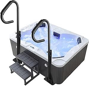 Karpevta Set of 2 Hot Tub Handrail 56'' Spa Handrail 600LBS Capacity Spa Safety Handrail Hot Tub Hand Rail Black Spa Safety Rail for Spa or Hot Tub