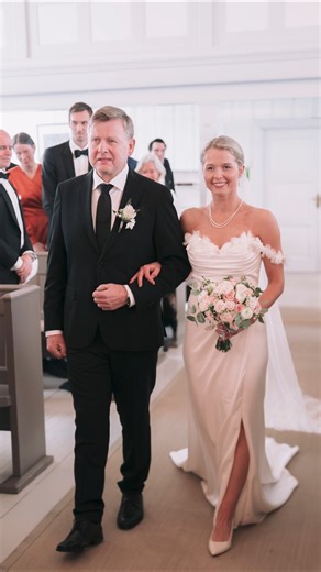 Bride Walking Down the Aisle with Her Father | Winter Wedding in Norway