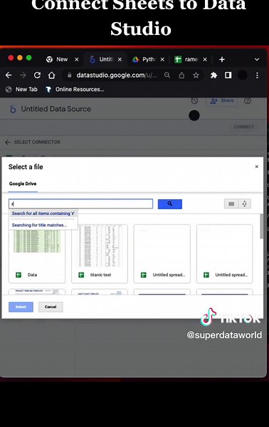 How to Connect Google Sheets to Data Studio #googledatastudio #googledatastudio #datatutorial #superdataworld http://youtube/@superdataworld