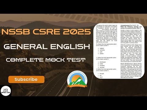 NSSB CSRE 2025 | General English & Comprehension Complete Mock Test