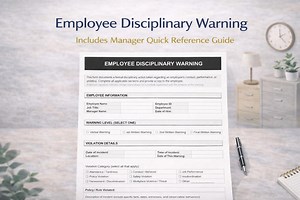 Employee Disciplinary Warning Form + Manager Quick Reference Guide - Etsy Australia