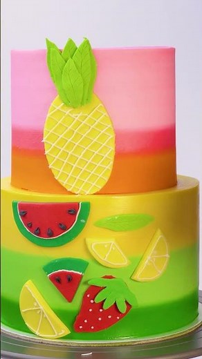 Tropical Fruit Cake Decorating Idea #shorts