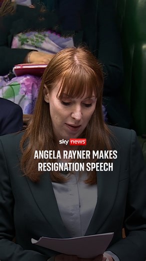Angela Rayner said she 'honestly made a mistake - but when you make a mistake, you take responsibility' in her resignation speech in the House of Commons. | Sky News