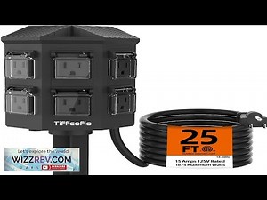 Outdoor Power Strip Weatherproof 25 FT Extension Cord with Stake 6 Grounded