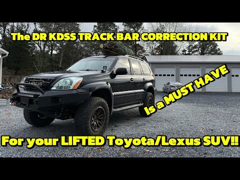 The DR KDSS Track bar correction kit is a MUST HAVE for your Lifted Lexus GX and Toyota 4runner!!