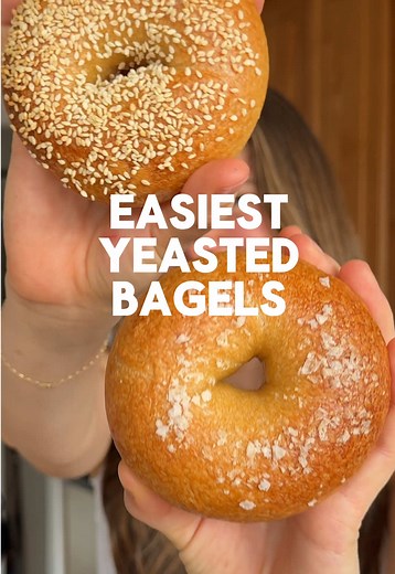ANYBODY! CAN! BAGEL! bagels are one of those bakes that can be SO intimidating but they don’t have to be! this is my ~new & improved~ at home bagel recipe. aka making bagels as simple and easy as i possibly can for you!! GO MAKE THEM AND SHARE THE BAGEL LOVE🫶🏼 RECIPE: 940g bread flour 12g vital wheat gluten (if you don’t have, use 952g of bread flour and omit!) 20g salt 3.5g yeast 25g barley malt syrup (can sub sugar or honey! BM gives more color and flavor) 562g water TO BOIL: 3000g water ~50