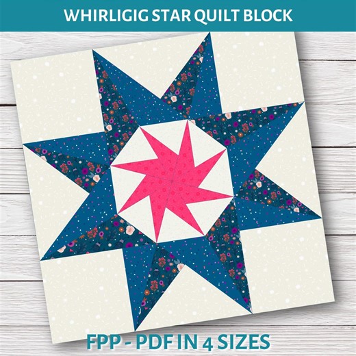 Whirligig Star Foundation Paper Piecing Quilt Block Pattern, Instant Download, 6" 8" 10" 12 - Etsy