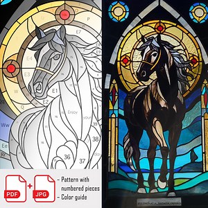 Stained Glass Horse Pattern PDF JPG | Detailed Horse Design | Digital Download - Etsy