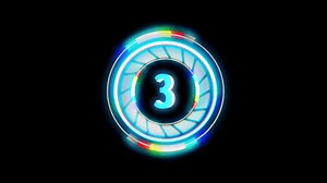 Animation text countdown from 5 to 1 isolate on black background.