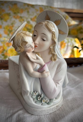 Vintage Lefton China Ceramic Madonna Virgin Mary and Child Indoor Planter - Etsy