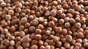 Hazelnuts zoom out. Hazelnut composition and backgorund. Turkish hazelnuts. organic natural food. Close up hazelnuts. Dolly zoom out wide angle.