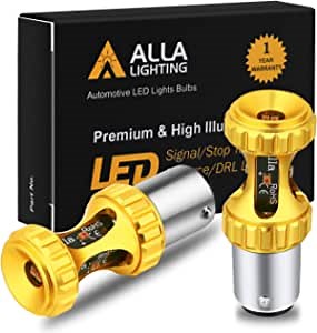 Alla Lighting 1157 7528 LED Bulbs 3000lm Extreme Super Bright Car Signal Reverse Stop Brake Tail Lights DRL BAY15D 2357 3496 2057, Red