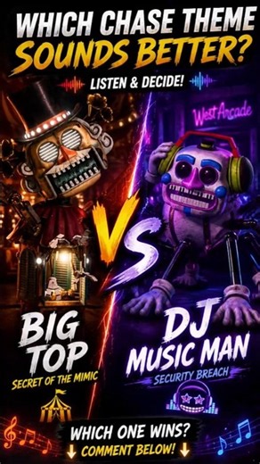 Big Top vs DJ Music Man 🎵 Which Chase Theme Is Better? | FNAF #shorts