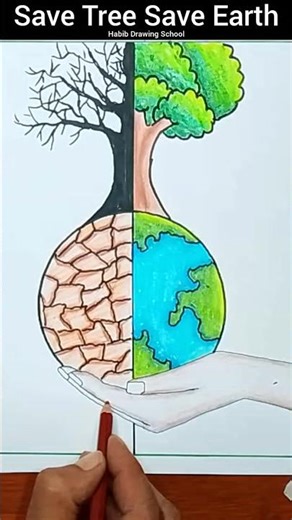 How to Draw Save Tree Save Earth Drawing #shorts #saveearth #savetreedrawing