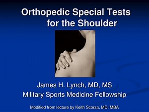 Orthopedic Special Tests for the Shoulder - SlideServe