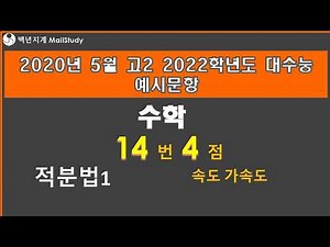 May 2020 Sophomore Year, 2022 CSAT Preliminary Exam Mathematics #14 4-Point Problem, Integral Cal...