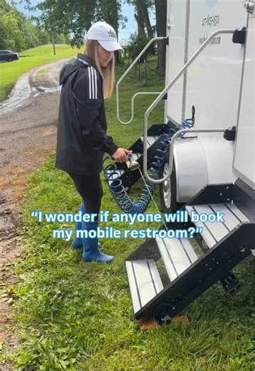 It’s been a wild ride and we’re just getting started 😮‍💨 Click the 🔗 in bio for all my best resources for starting a mobile restroom business! _ #Mobilebusiness #luxuryrestroomtrailer #portapotty #pottyqueen