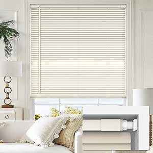 Amazon.com: LazBlinds No Tools No Drill 1" Vinyl Mini Blinds, Cordless Blinds for Windows, Light Filtering Horizontal Window Blinds & Shades, 20" W x 64" H, Cream : Home & Kitchen