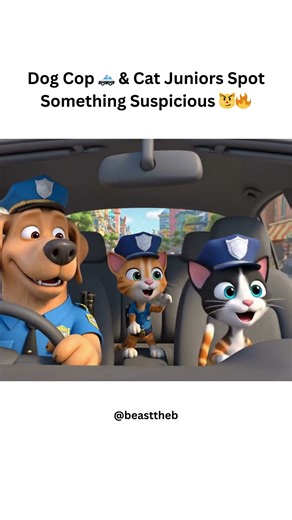Dog Cop 🚓 & Cat Juniors Spot Something Suspicious 😼🔥