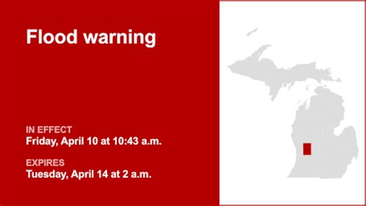 Flood warning in place for Kent County until 2 a.m. EDT Tuesday – moderate flooding is occurring