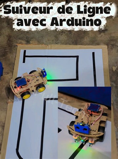 voiture suiveur de ligne avec arduino modèle 1.0 .. on aura le temps de travailler et d’améliorer ce projet au max#arduinoprojects #electronicsprojects #scienceproject #TechDIY #electronics