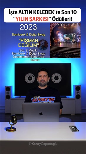 Altın Kelebek Ödüllerinde "Yılın Şarkısı" Ödülünü Alan Son 10 Şarkıdan Favoriniz Hangisi? Gülşen - Yatçaz Kalkçaz Ordayım (2014) Gülşen - Bangır Bangır (2015) Ayla Çelik - Bağdat (2016) Tarkan - Beni Çok Sev (2017) Gazapizm - Heyecanı Yok (2018) Reynmen - Ela (2020) Edis - Martılar (2021) Köfn - Bi' Tek Ben Anlarım (2022) Semicenk & Doğu Swag - Pişman Değilim (2023) Mert Demir - Ateşe Düştüm (2024) | Koray Çapanoğlu